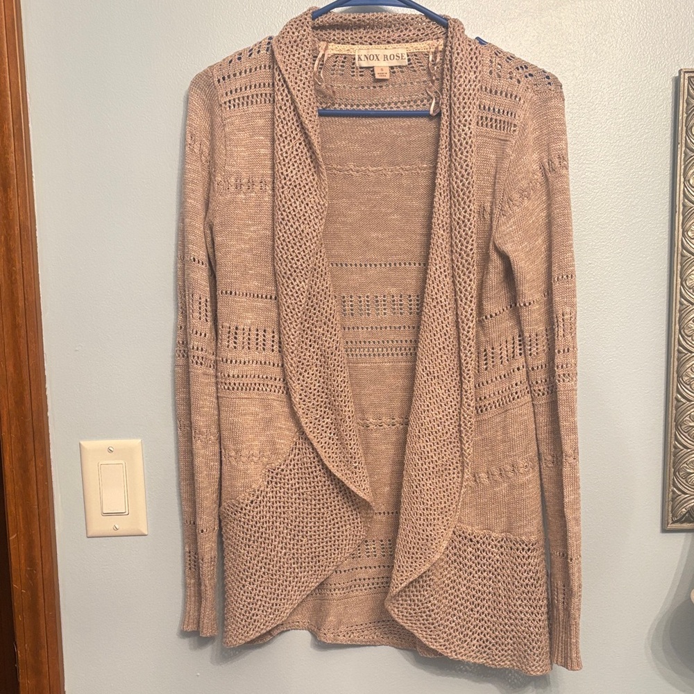 Knox Rose Women's Taupe Open-Front Cardigan